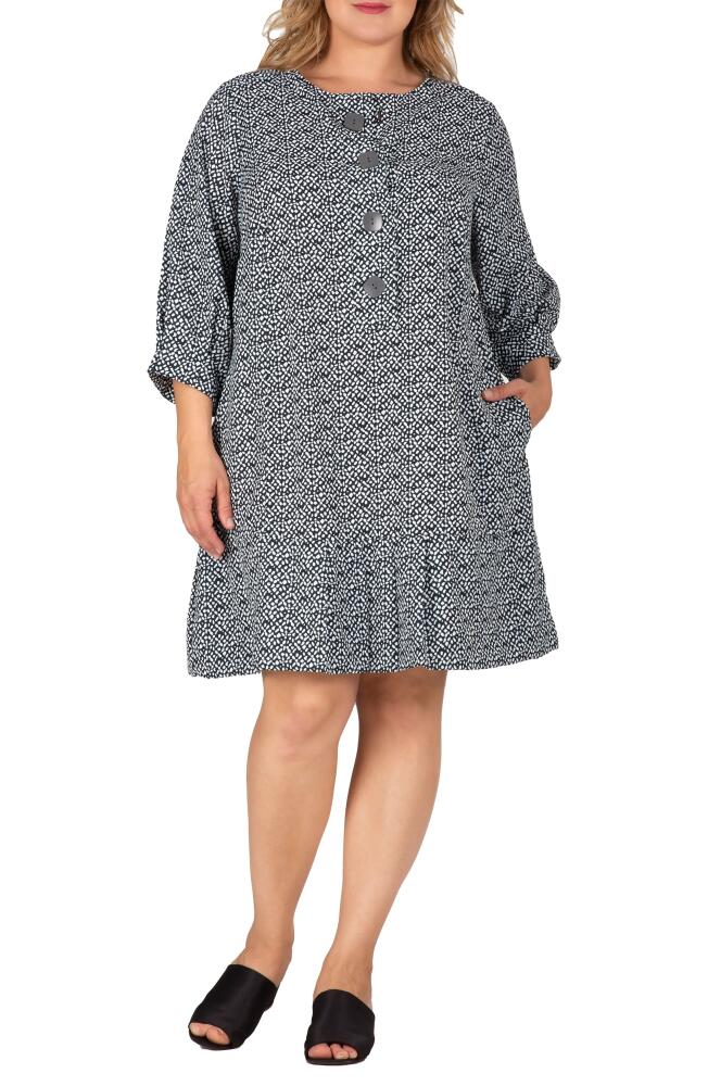 Standards & Practices Long Sleeve Flounce Dress in Black White Cover