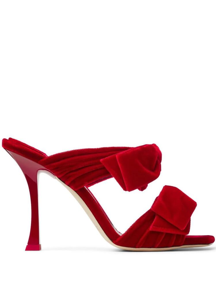 Jimmy Choo Flaca 100mm velvet mules - Red Cover