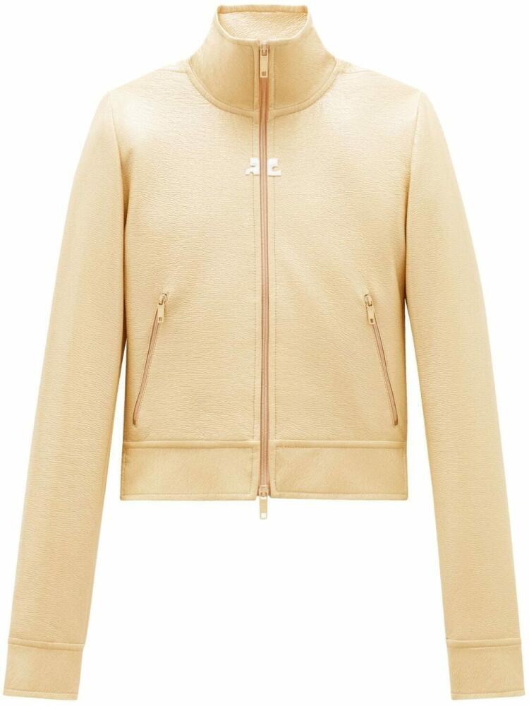 Courrèges logo-patch vinyl fitted jacket - Neutrals Cover