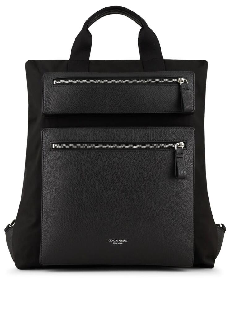 Giorgio Armani logo-stamp backpack - Black Cover