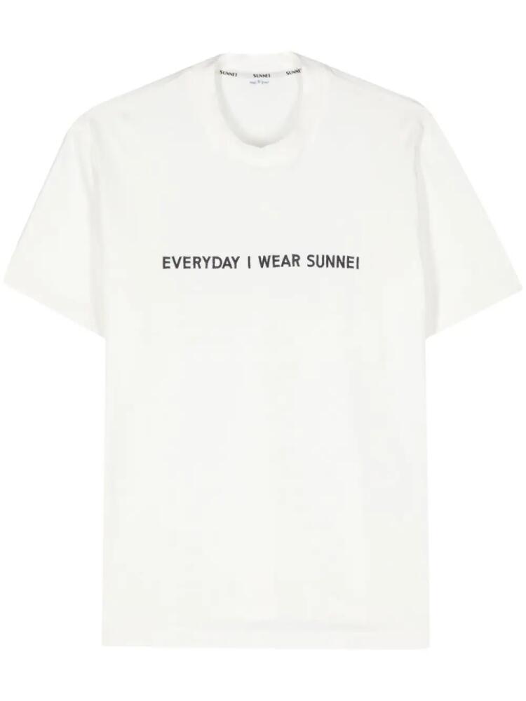 Sunnei embroidered-logo cotton T-shirt - White Cover