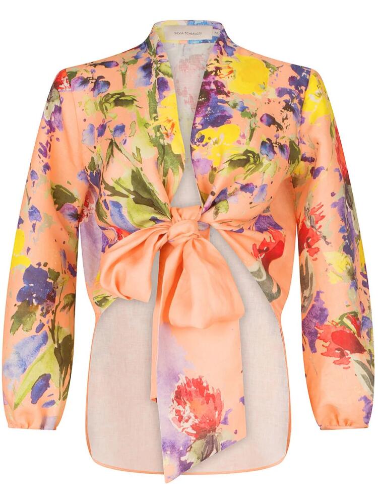 Silvia Tcherassi Floral linen blouse - Orange Cover