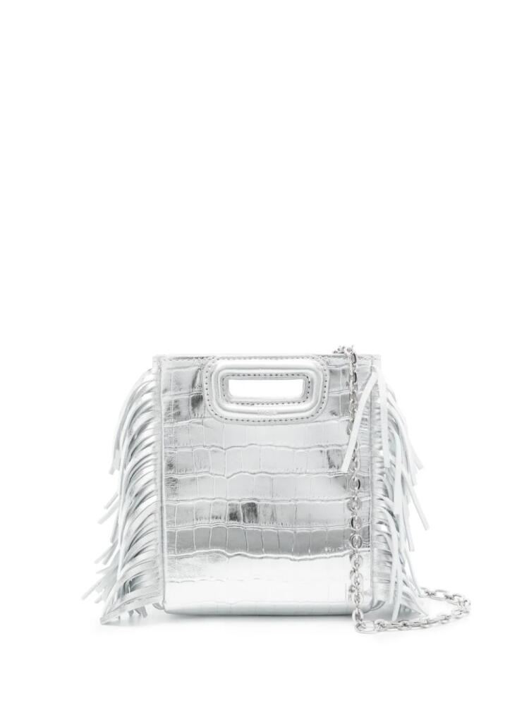 Maje small M crocodile-embossed bag - Silver Cover