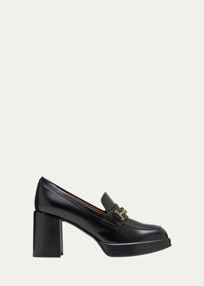 Tod's Calfskin Strap Heeled Loafers Cover