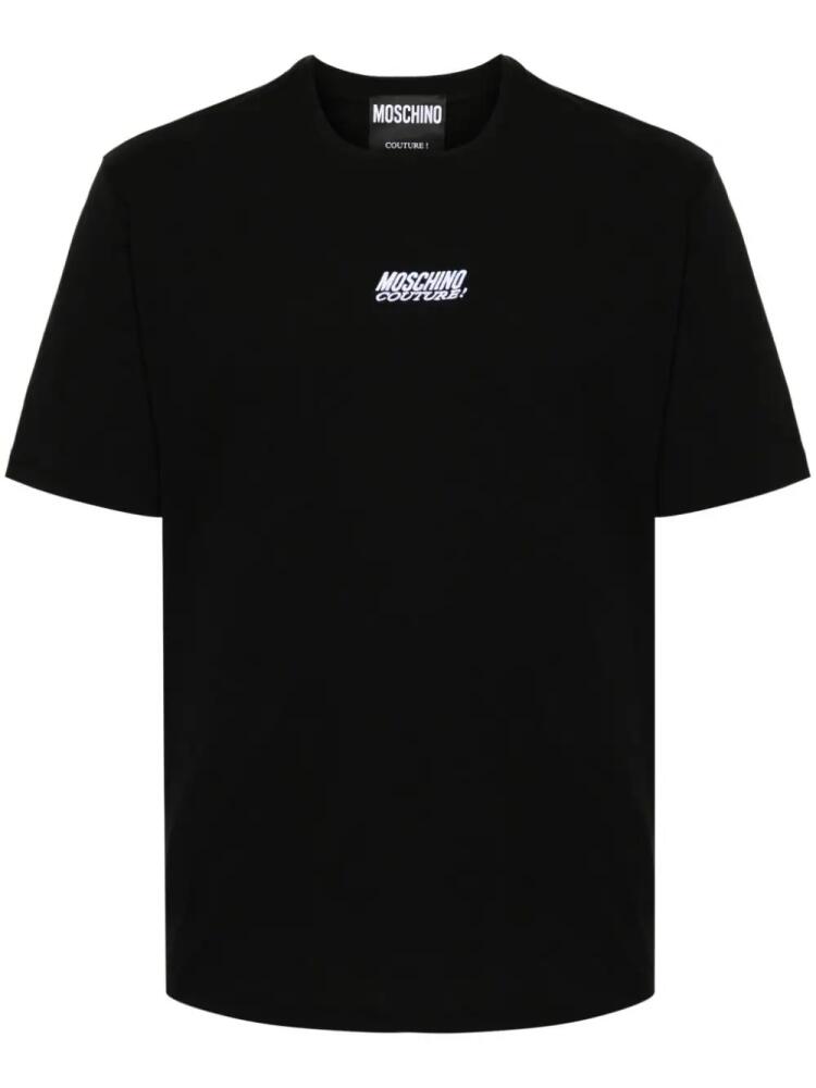 Moschino logo-embroidered cotton T-shirt - Black Cover