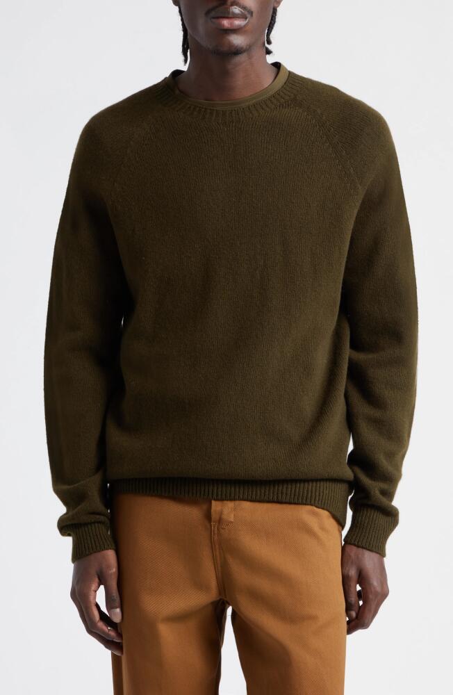 Sunspel Lambswool Crewneck Sweater in Dark Olive Cover