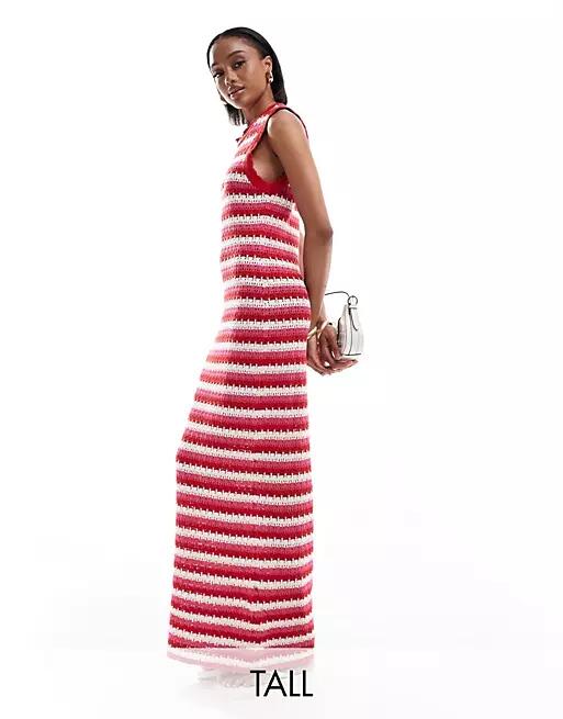 ONLY Tall maxi knit dress in red and white stripes Cover