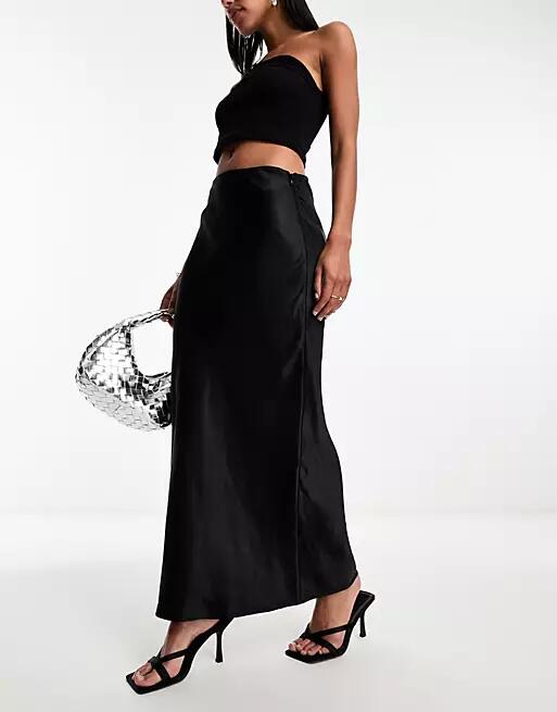 4th & Reckless satin maxi skirt in black Cover