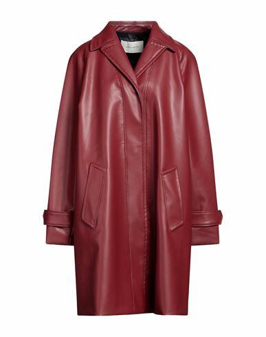 Cedric Charlier Woman Overcoat & Trench Coat Brick red Polyethylene, Polyurethane Cover