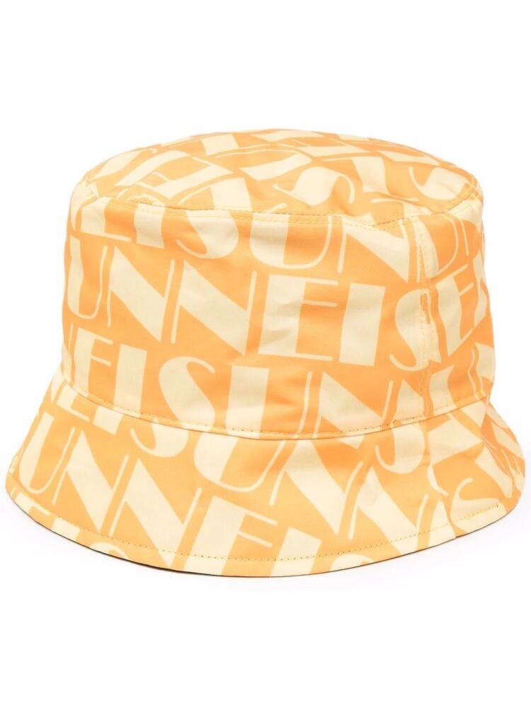 Sunnei logo-print reversible bucket hat - Yellow Cover