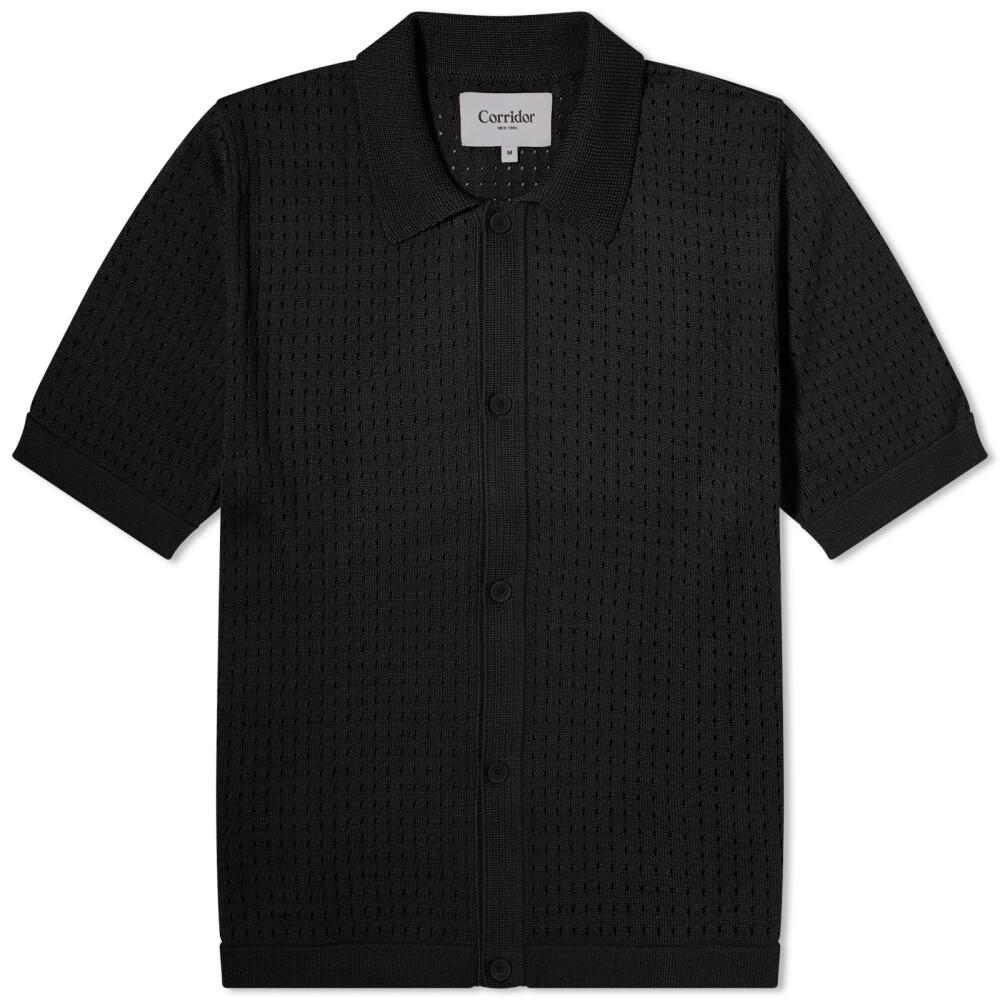 Corridor Men's Pointelle Knit Short Sleeve Shirt in Black Cover