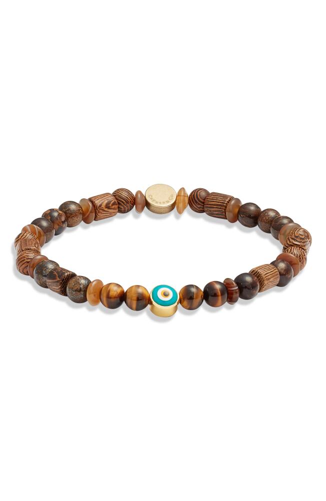 Caputo & Co. Tiger's Eye & Wood Bead Bracelet in Yellow Tiger Eye Cover