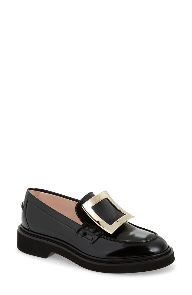 Roger Vivier Viv Rangers Buckle Leather Loafer in Black/Gold Cover