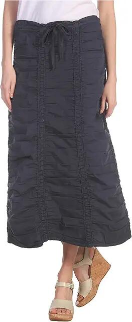 XCVI Stretch Poplin Double Shirred Panel Skirt (Anchor Navy) Women's Skirt Cover