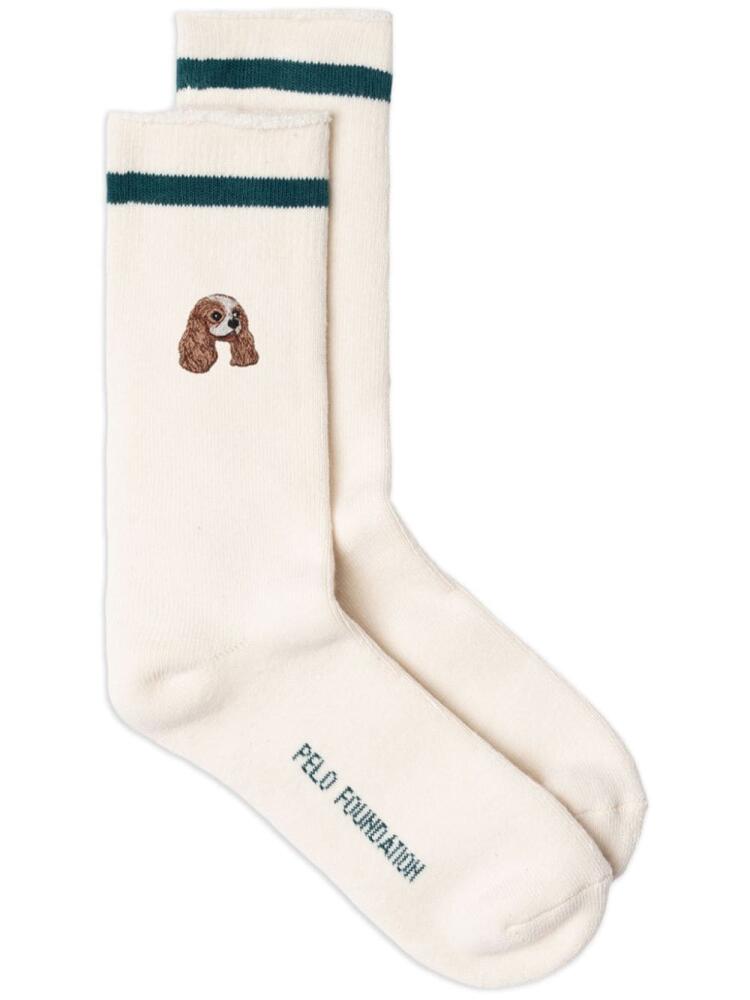 PELO FOUNDATION cavalier king-patch socks - White Cover