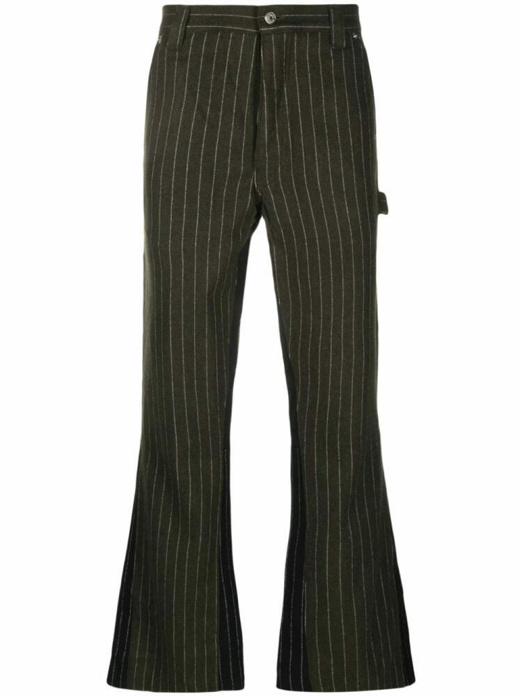 GALLERY DEPT. pinstripe mid-rise flared trousers - Green Cover