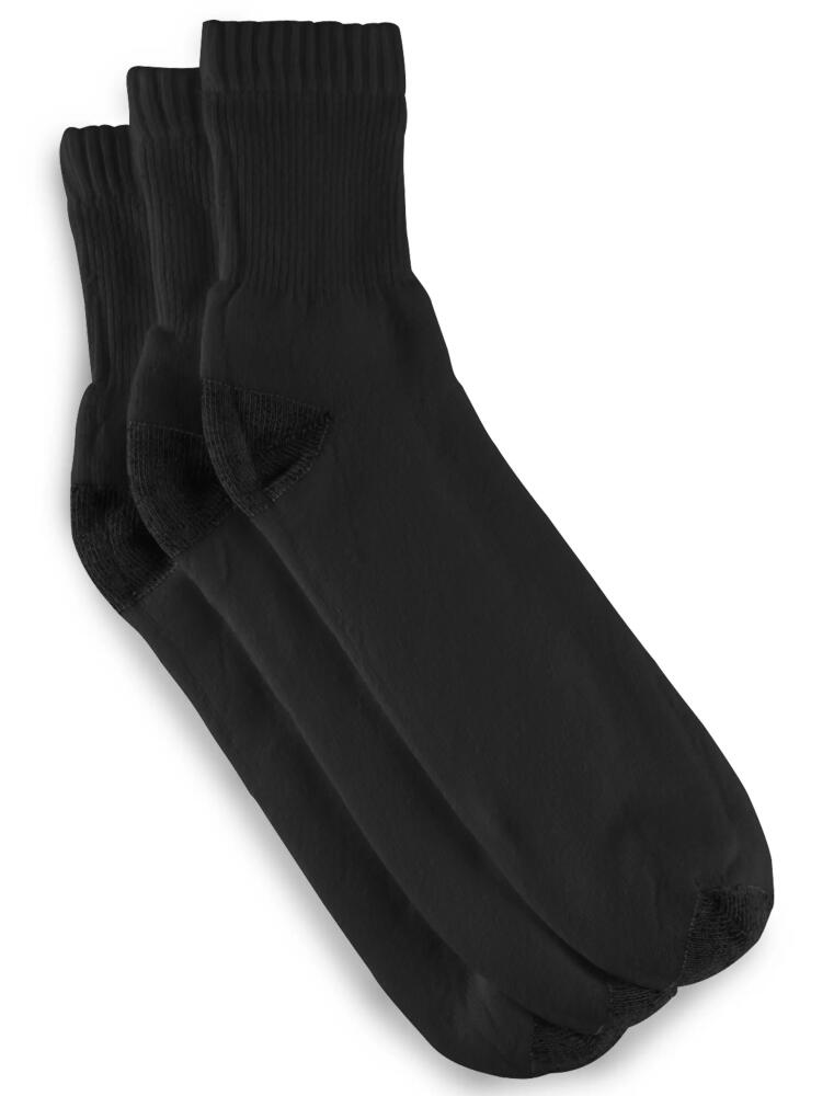 Harbor Bay by DXL Continuous Comfort 3-pk Quarter Crew Socks in Black Cover