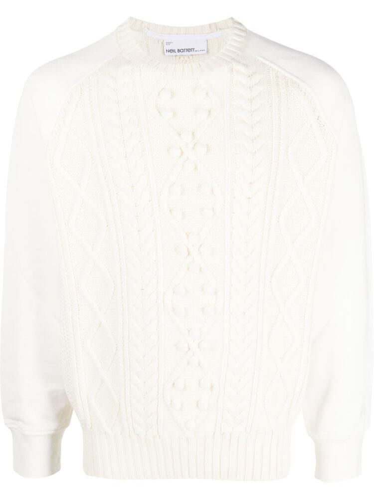 Neil Barrett crew-neck hybrid jumper - Neutrals Cover