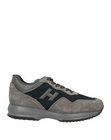 Hogan Man Sneakers Grey Leather, Textile fibers Cover