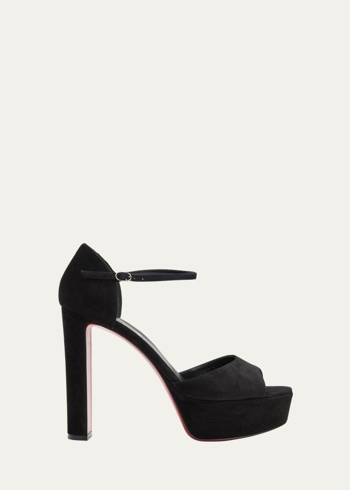 Christian Louboutin Sandaloo Suede Red Sole Platform Sandals Cover