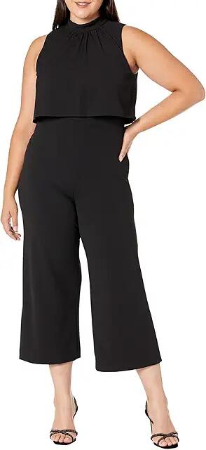 DKNY Sleeveless High Neck Popover Jumpsuit (Black) Women's Jumpsuit & Rompers One Piece Cover