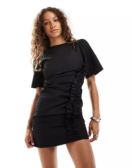 Ghospell ruched mini dress in black Cover