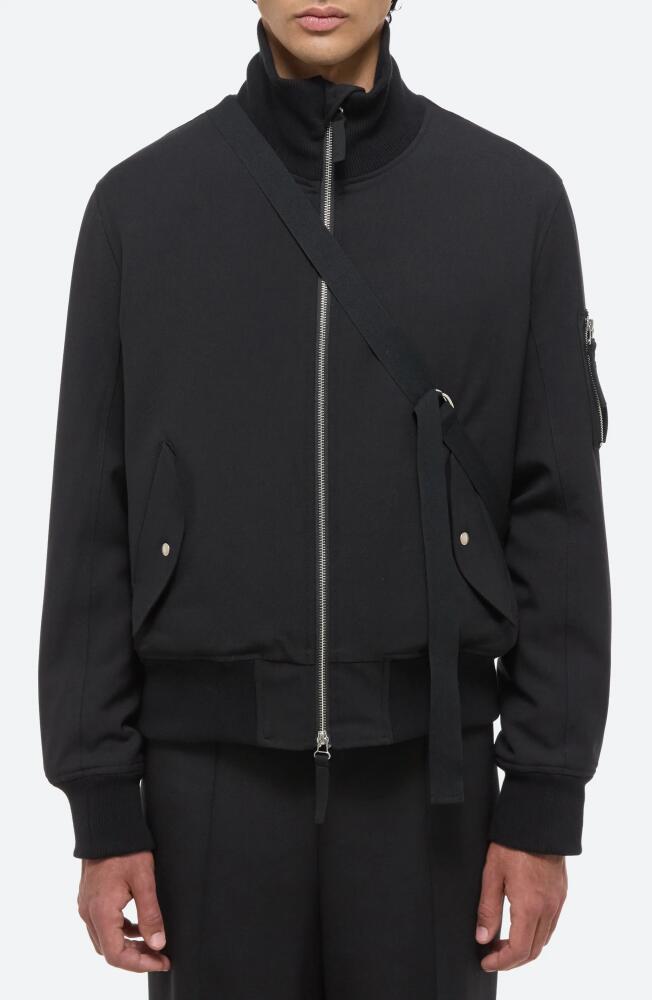 Helmut Lang Stretch Wool Bomber Jacket in Black Cover