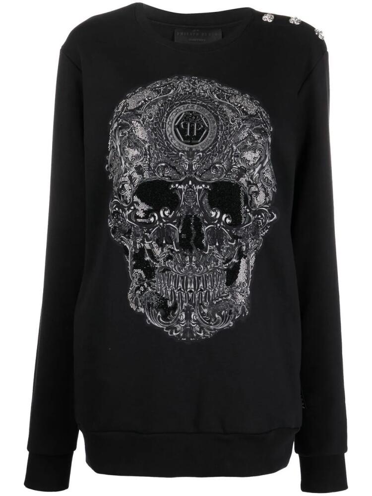 Philipp Plein embroidered-skull crew neck sweatshirt - Black Cover