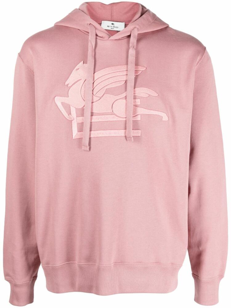 ETRO logo-embroidered cotton hoodie - Pink Cover