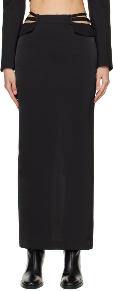 Dion Lee Black Pocket Column Maxi Skirt Cover