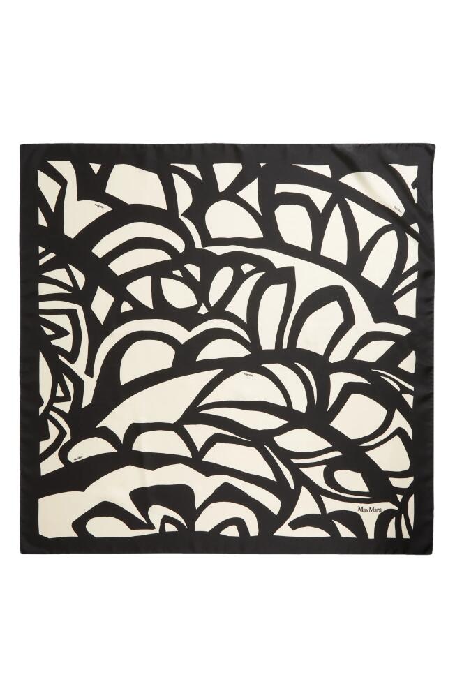 Max Mara Print Silk Scarf in Ivory Abstract Cover