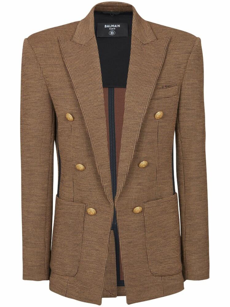 Balmain houndstooth peak-lapels blazer - Brown Cover