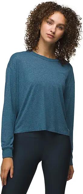 Prana Cozy Up LS Crew (High Tide Heather) Women's Sweatshirt Cover