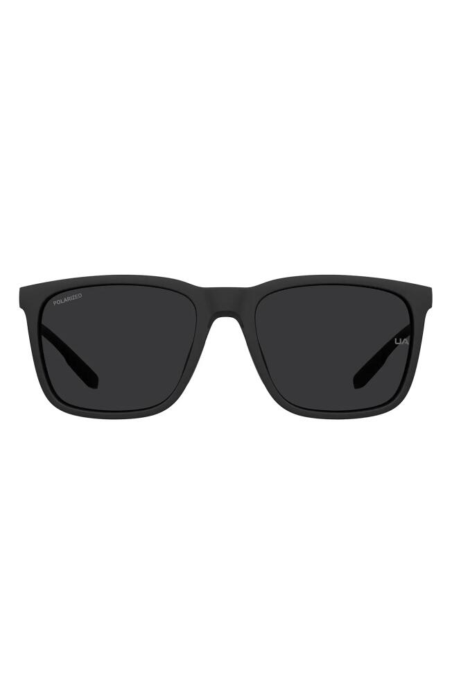 Under Armour UAReliance 56mm Polarized Square Sunglasses in Matte Black /Gray Cover