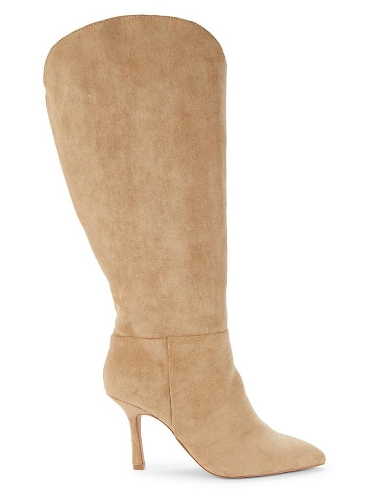 Saks Fifth Avenue Women's Iza Faux Suede Knee High Boots - Taupe Cover