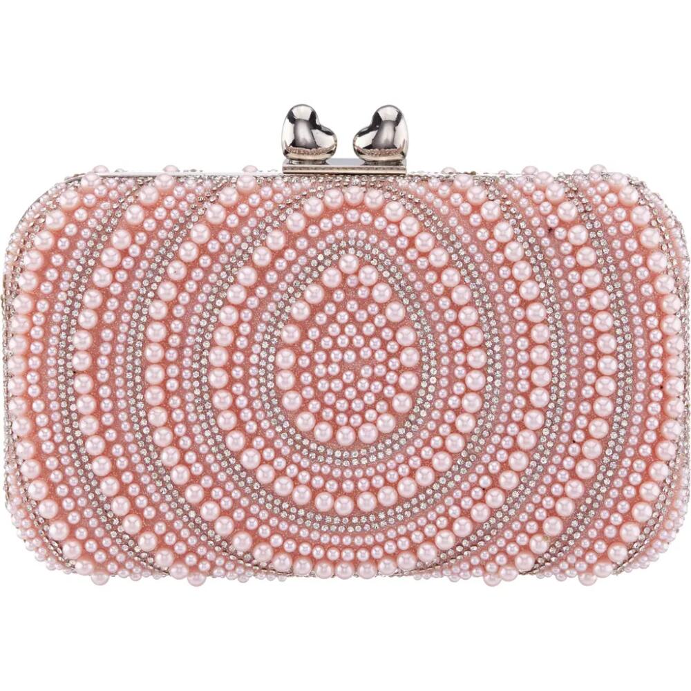 Nina Kendra Imitation Pearl Frame Clutch in Rosemist Cover