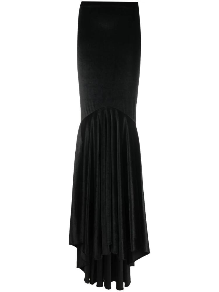 Atu Body Couture high-waisted fishtail maxi velvet skirt - Black Cover