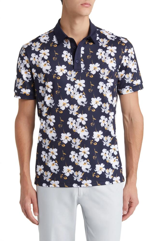 Mizzen+Main Versa Navy Birmingham Floral Performance Golf Polo in Blue Cover