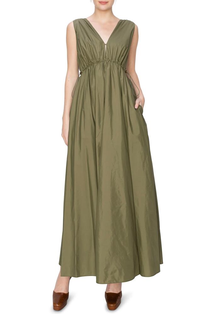 MELLODAY Ruched Maxi Dress in Olive Cover