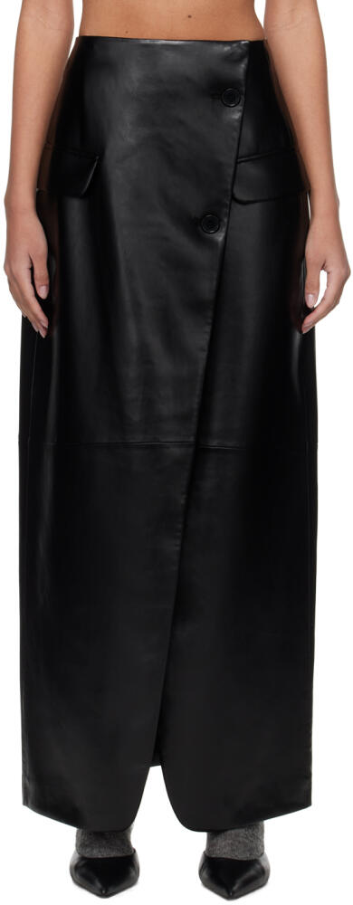 The Frankie Shop Black Nan Faux-Leather Maxi Skirt Cover