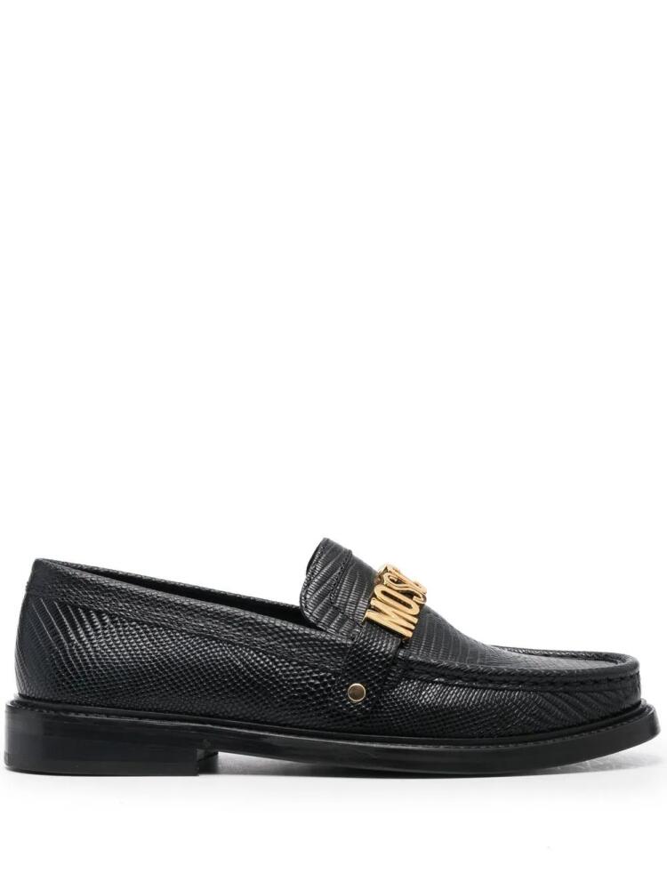 Moschino logo-plaque leather loafers - Black Cover