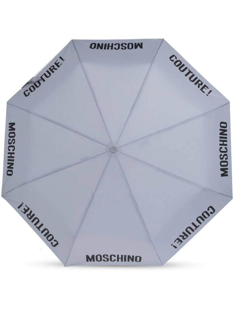 Moschino logo-print compact umbrella - Grey Cover