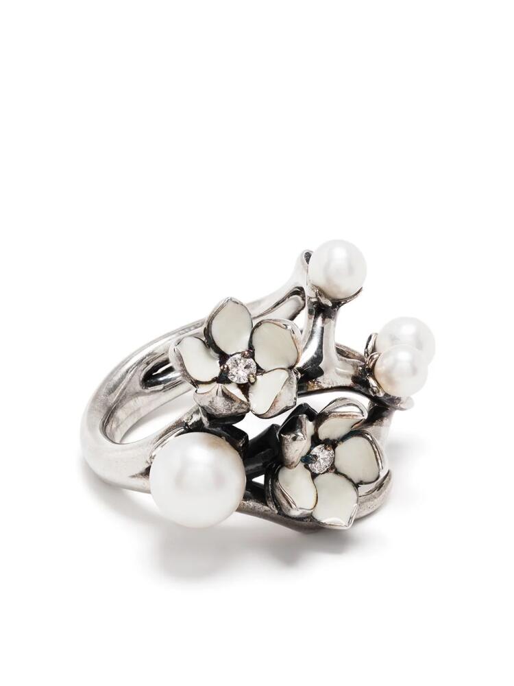 Shaun Leane Cherry Blossom diamond pearl ring - Silver Cover