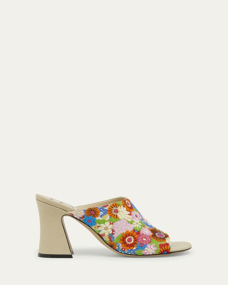 Loewe Calle Floral Embroidered Mule Sandals Cover