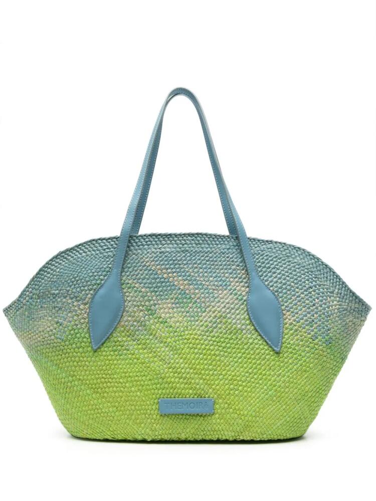 Themoirè ombré woven-raffia tote bag - Green Cover