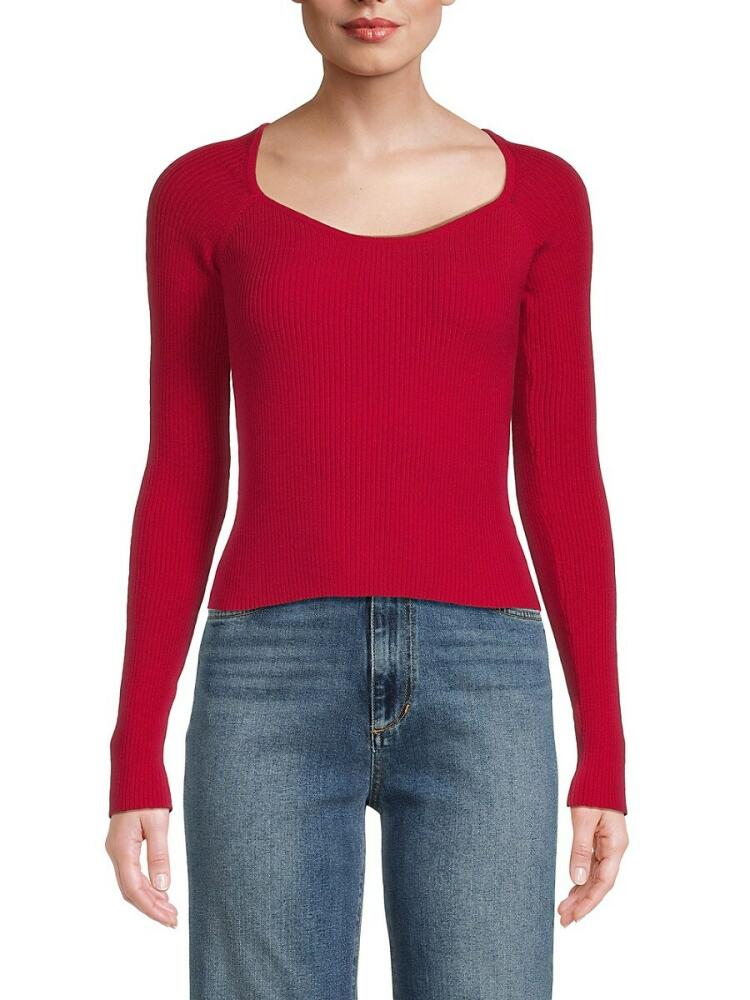 Lea & Viola Women's Ribbed Long Sleeve Top - Red Cover