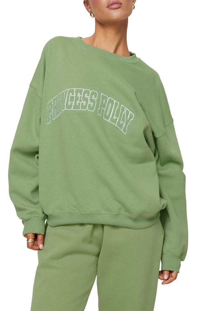 Princess Polly Oversize Logo Sweatshirt in Green Cover