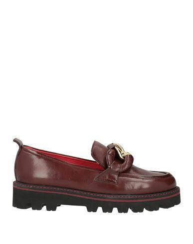 Pas De Rouge Woman Loafers Burgundy Soft Leather Cover