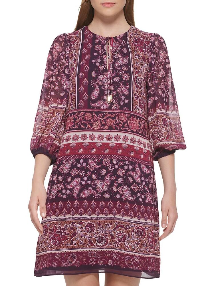 Vince Camuto Women's Paisley Mini Shift Dress - Wine Cover