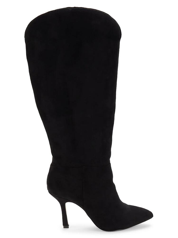 Saks Fifth Avenue Women's Iza Faux Suede Knee High Boots - Black Cover